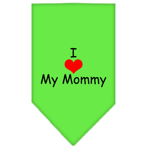 I Heart My Mommy Screen Print Bandana Lime Green Small
